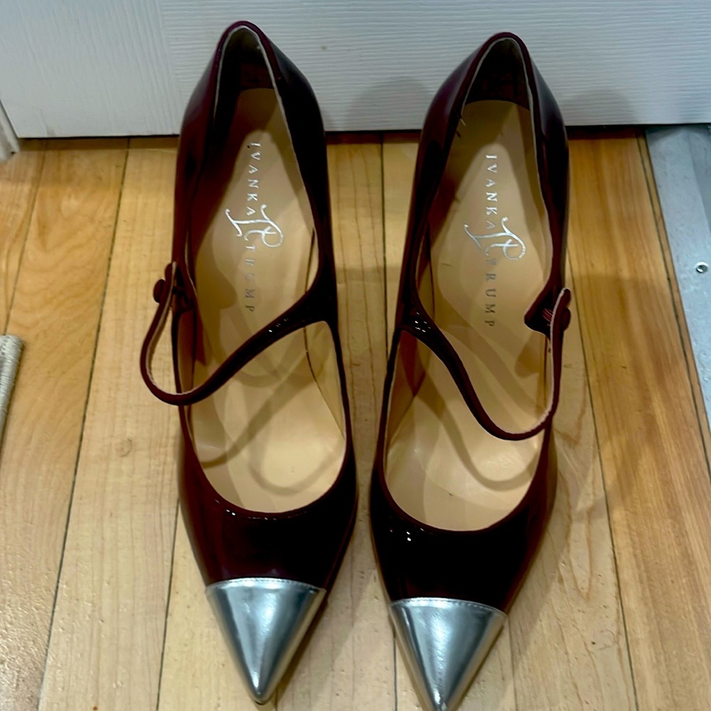 Ivanka Trump burgundy patent shoes.